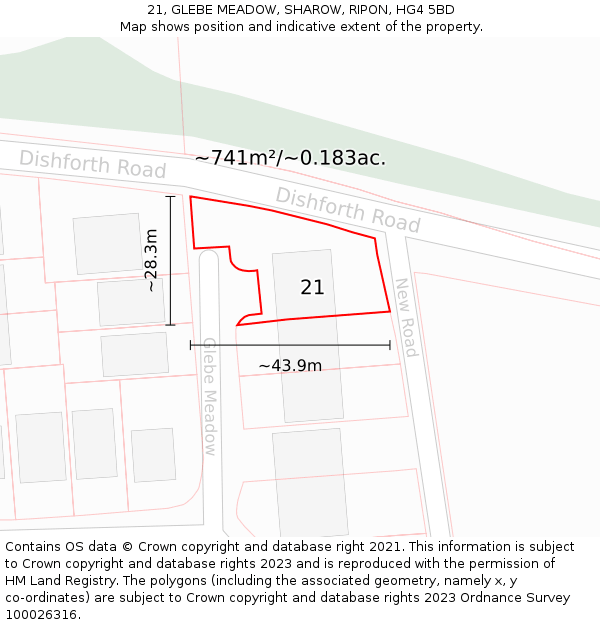 21, GLEBE MEADOW, SHAROW, RIPON, HG4 5BD: Plot and title map