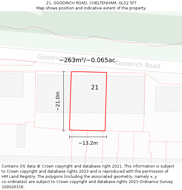 21, GOODRICH ROAD, CHELTENHAM, GL52 5FT: Plot and title map