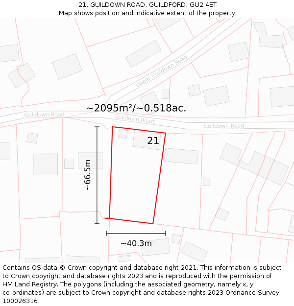 21, GUILDOWN ROAD, GUILDFORD, GU2 4ET: Plot and title map