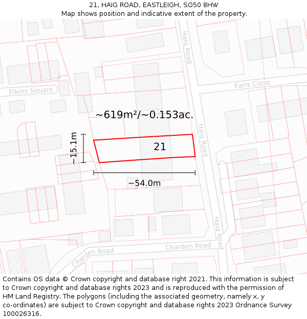 21, HAIG ROAD, EASTLEIGH, SO50 8HW: Plot and title map