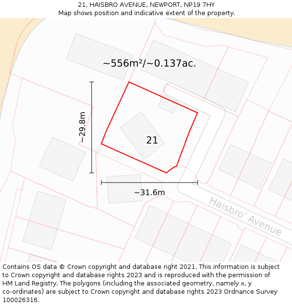 21, HAISBRO AVENUE, NEWPORT, NP19 7HY: Plot and title map
