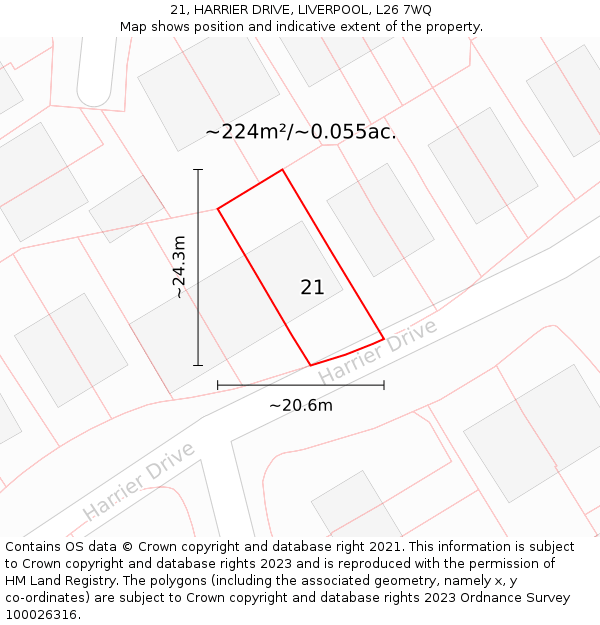 21, HARRIER DRIVE, LIVERPOOL, L26 7WQ: Plot and title map