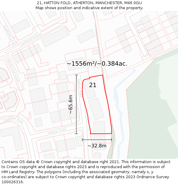 21, HATTON FOLD, ATHERTON, MANCHESTER, M46 0GU: Plot and title map