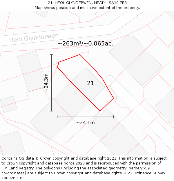 21, HEOL GLYNDERWEN, NEATH, SA10 7RR: Plot and title map
