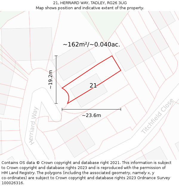 21, HERRIARD WAY, TADLEY, RG26 3UG: Plot and title map