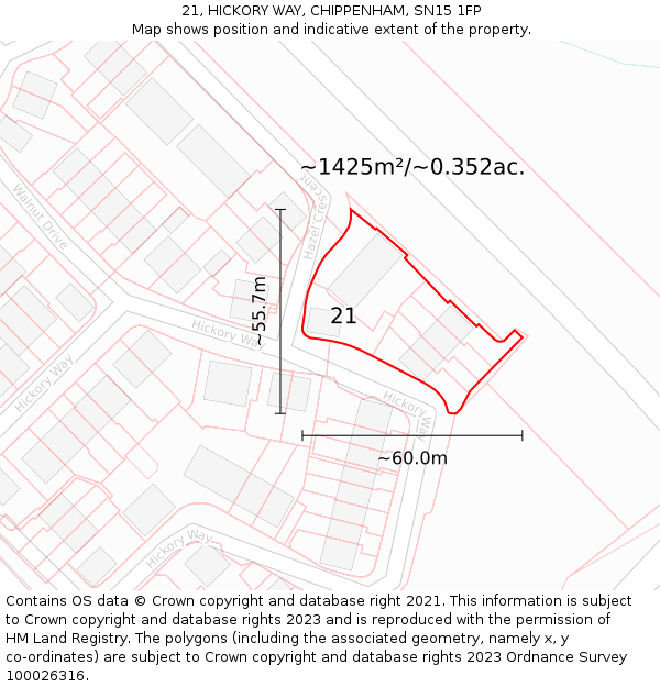 21, HICKORY WAY, CHIPPENHAM, SN15 1FP: Plot and title map