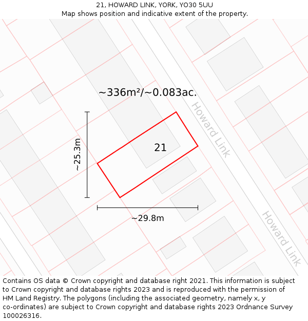 21, HOWARD LINK, YORK, YO30 5UU: Plot and title map