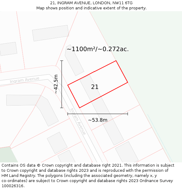 21, INGRAM AVENUE, LONDON, NW11 6TG: Plot and title map