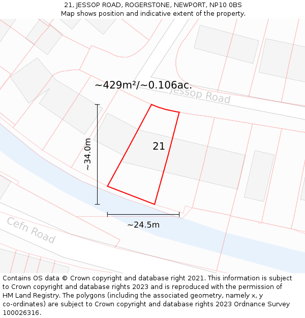 21, JESSOP ROAD, ROGERSTONE, NEWPORT, NP10 0BS: Plot and title map