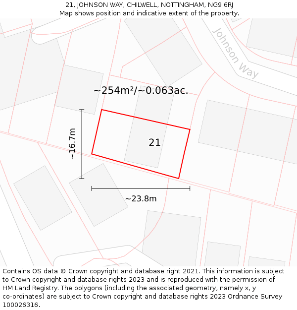 21, JOHNSON WAY, CHILWELL, NOTTINGHAM, NG9 6RJ: Plot and title map