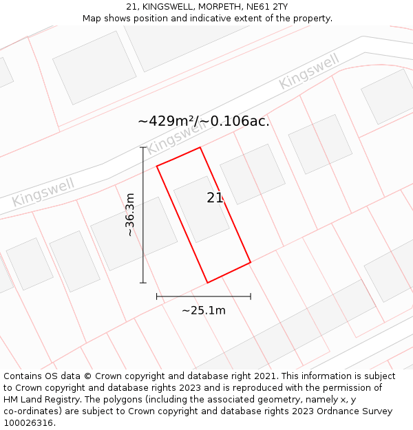 21, KINGSWELL, MORPETH, NE61 2TY: Plot and title map