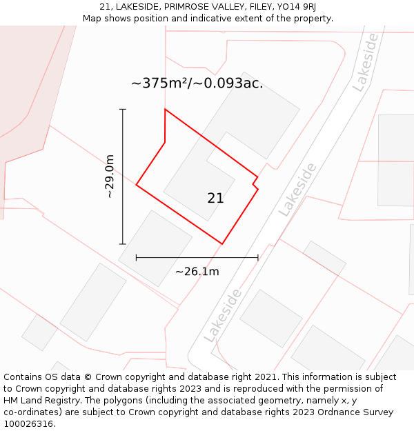21, LAKESIDE, PRIMROSE VALLEY, FILEY, YO14 9RJ: Plot and title map