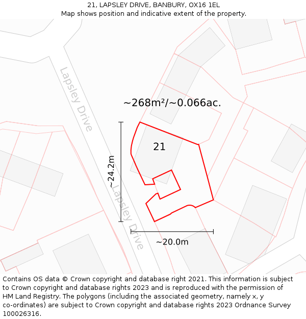 21, LAPSLEY DRIVE, BANBURY, OX16 1EL: Plot and title map