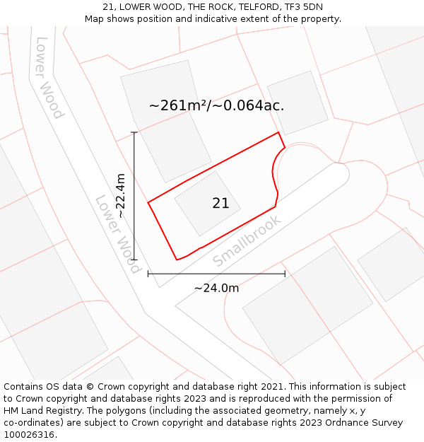 21, LOWER WOOD, THE ROCK, TELFORD, TF3 5DN: Plot and title map