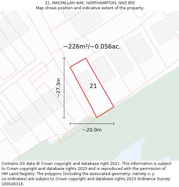 21, MACMILLAN WAY, NORTHAMPTON, NN3 6FE: Plot and title map