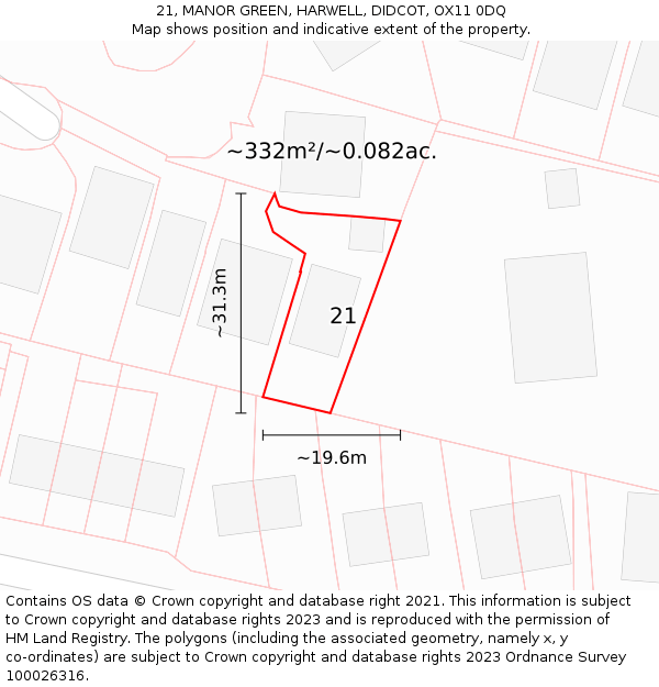 21, MANOR GREEN, HARWELL, DIDCOT, OX11 0DQ: Plot and title map