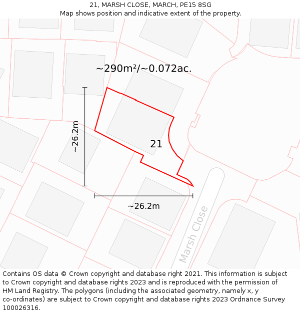 21, MARSH CLOSE, MARCH, PE15 8SG: Plot and title map