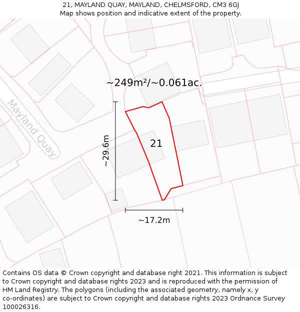 21, MAYLAND QUAY, MAYLAND, CHELMSFORD, CM3 6GJ: Plot and title map