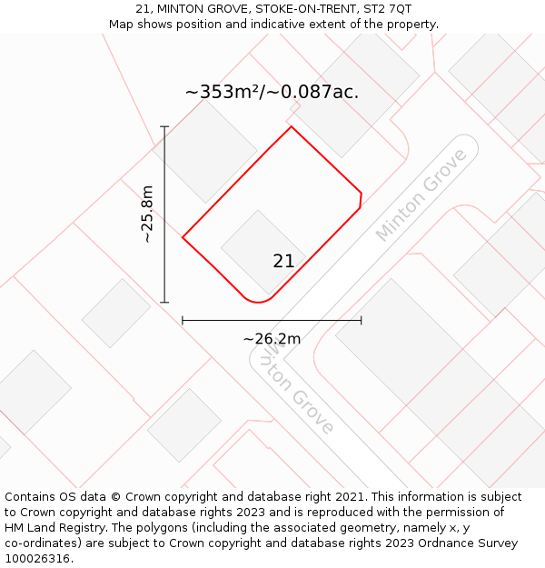 21, MINTON GROVE, STOKE-ON-TRENT, ST2 7QT: Plot and title map