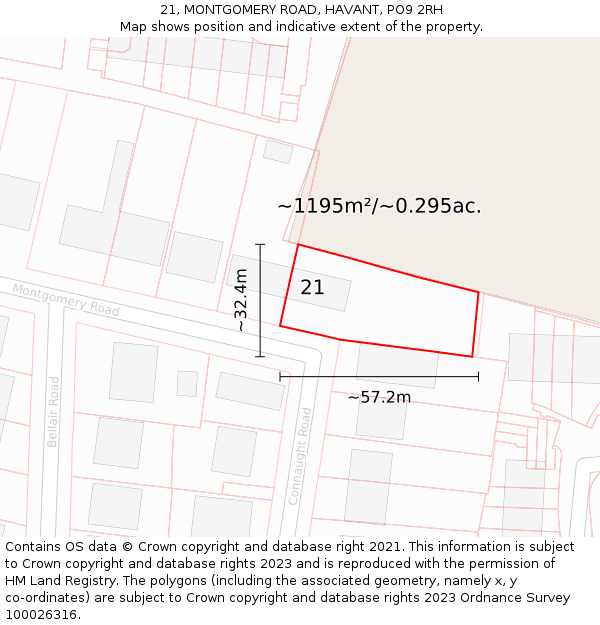 21, MONTGOMERY ROAD, HAVANT, PO9 2RH: Plot and title map