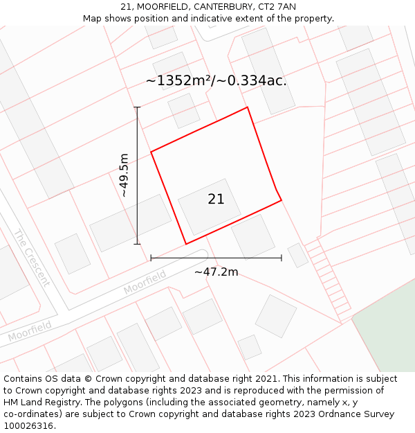 21, MOORFIELD, CANTERBURY, CT2 7AN: Plot and title map