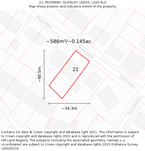 21, MOORWAY, GUISELEY, LEEDS, LS20 8LD: Plot and title map