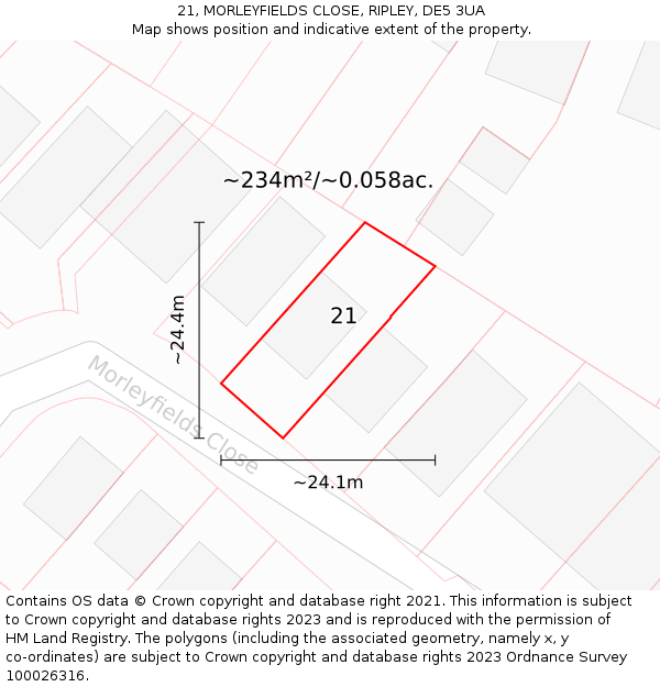 21, MORLEYFIELDS CLOSE, RIPLEY, DE5 3UA: Plot and title map