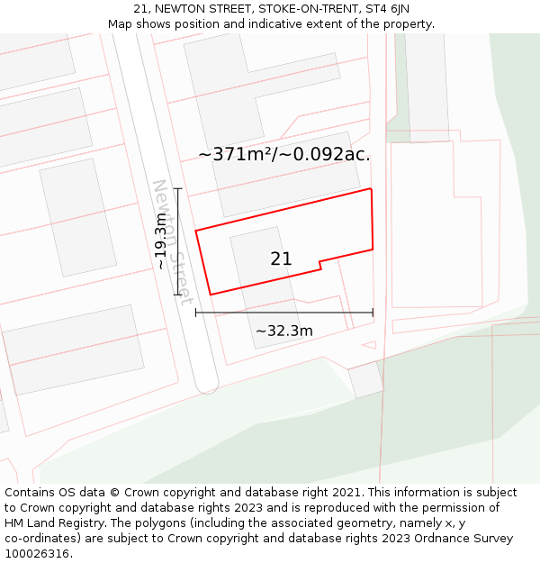 21, NEWTON STREET, STOKE-ON-TRENT, ST4 6JN: Plot and title map