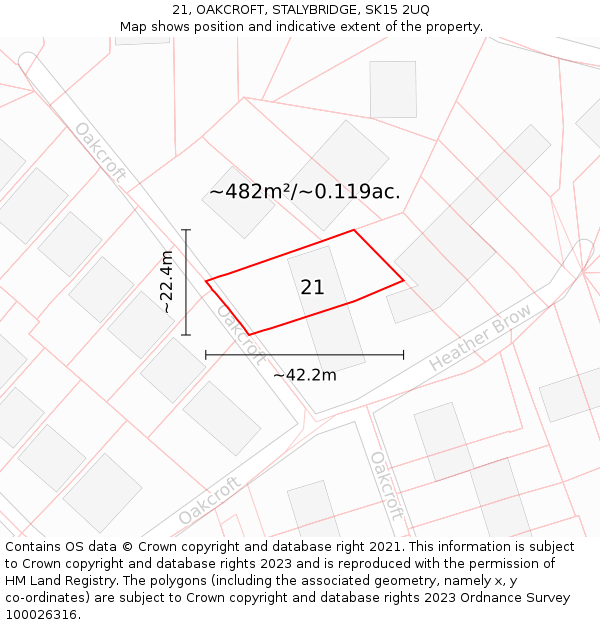 21, OAKCROFT, STALYBRIDGE, SK15 2UQ: Plot and title map