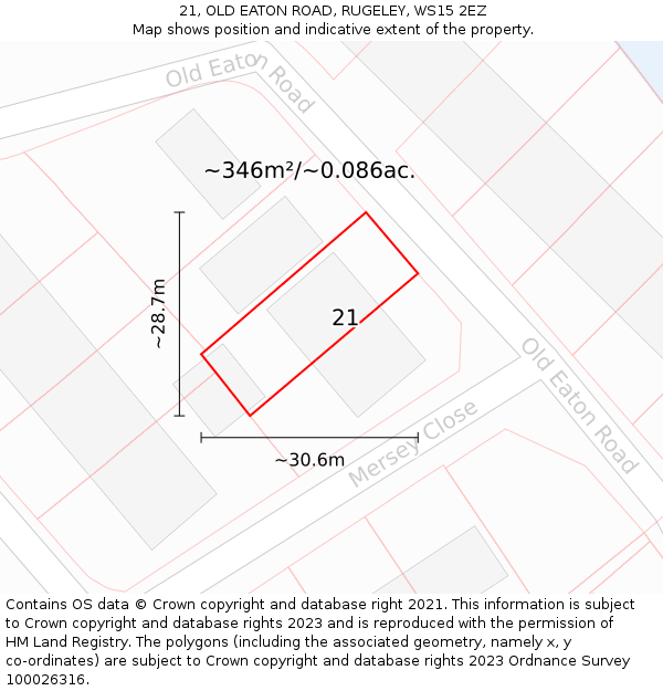 21, OLD EATON ROAD, RUGELEY, WS15 2EZ: Plot and title map