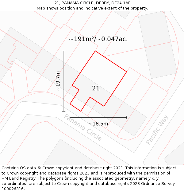 21, PANAMA CIRCLE, DERBY, DE24 1AE: Plot and title map