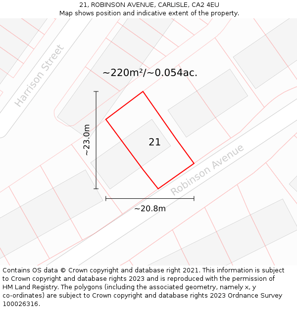 21, ROBINSON AVENUE, CARLISLE, CA2 4EU: Plot and title map