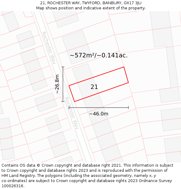 21, ROCHESTER WAY, TWYFORD, BANBURY, OX17 3JU: Plot and title map