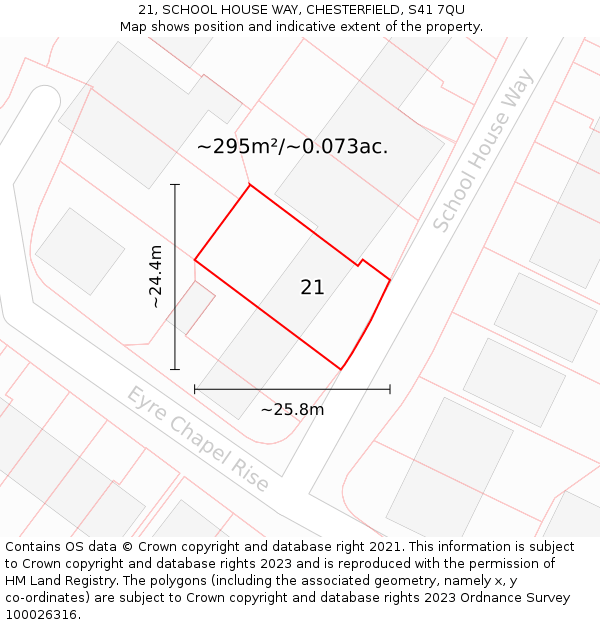 21, SCHOOL HOUSE WAY, CHESTERFIELD, S41 7QU: Plot and title map