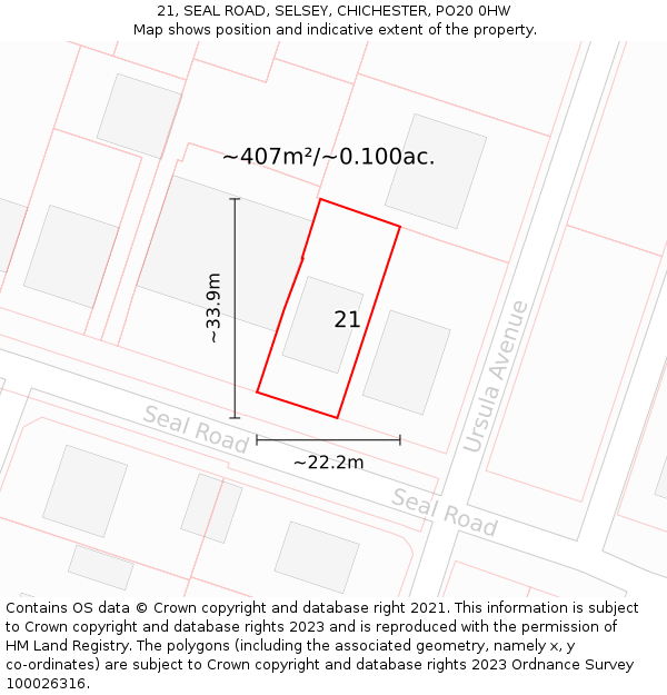 21, SEAL ROAD, SELSEY, CHICHESTER, PO20 0HW: Plot and title map