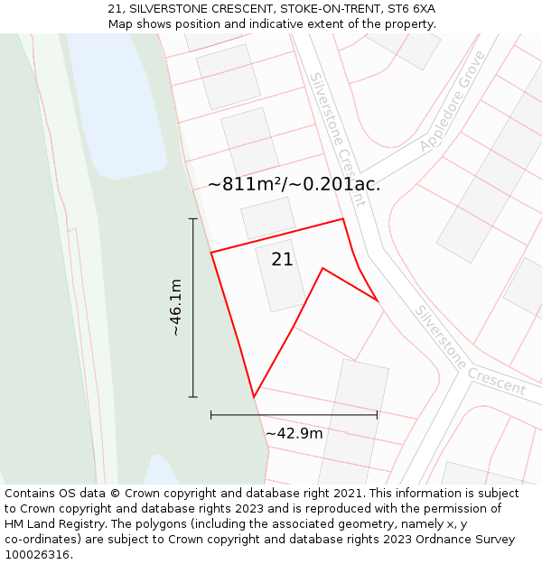 21, SILVERSTONE CRESCENT, STOKE-ON-TRENT, ST6 6XA: Plot and title map