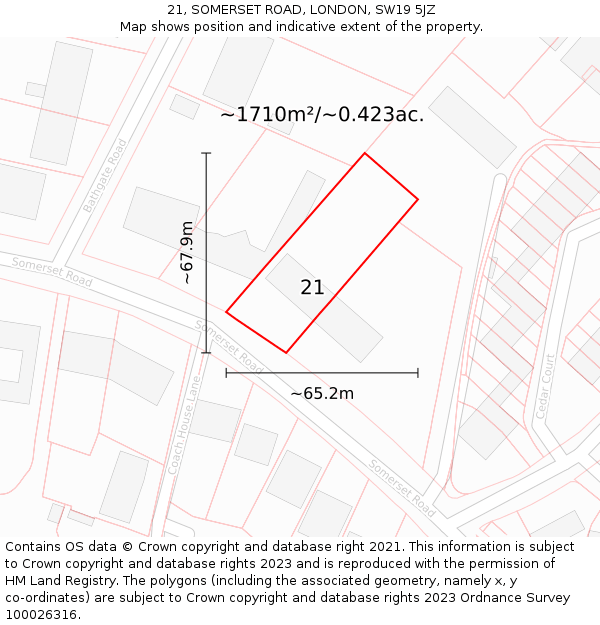 21, SOMERSET ROAD, LONDON, SW19 5JZ: Plot and title map