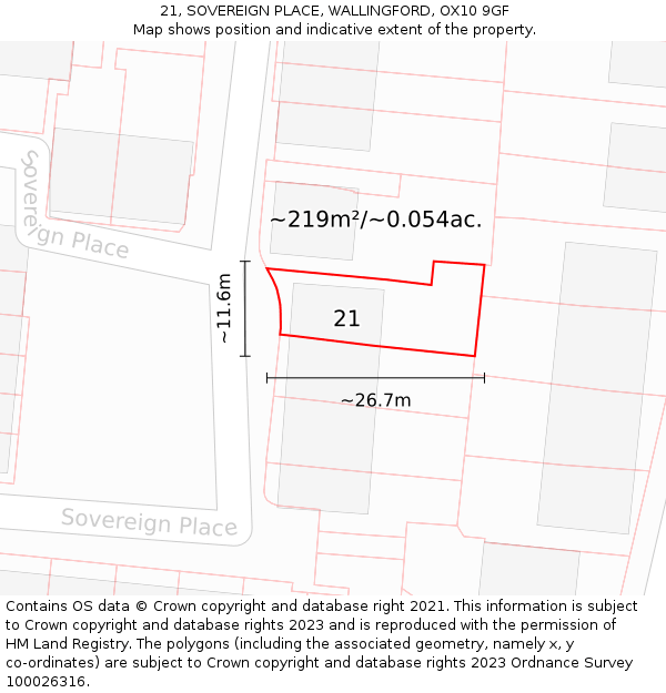 21, SOVEREIGN PLACE, WALLINGFORD, OX10 9GF: Plot and title map