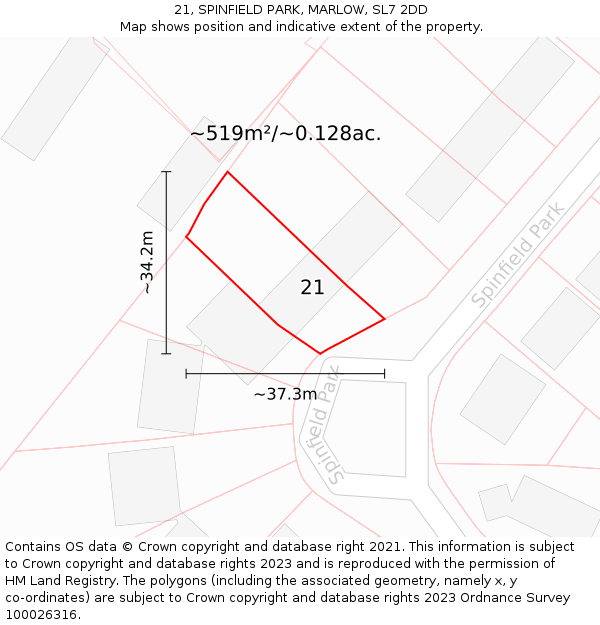 21, SPINFIELD PARK, MARLOW, SL7 2DD: Plot and title map