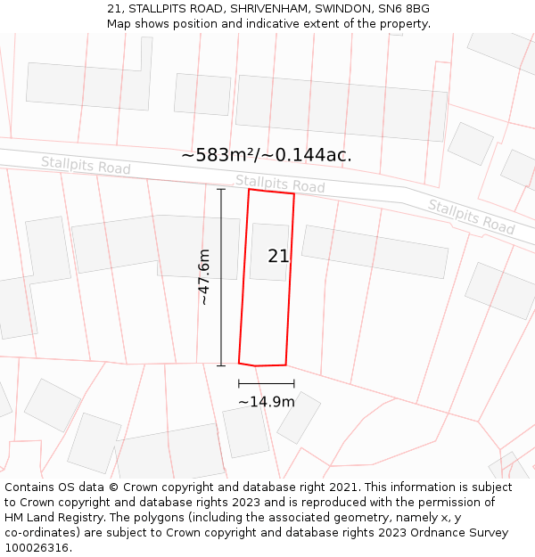 21, STALLPITS ROAD, SHRIVENHAM, SWINDON, SN6 8BG: Plot and title map