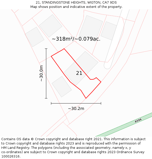 21, STANDINGSTONE HEIGHTS, WIGTON, CA7 9DS: Plot and title map