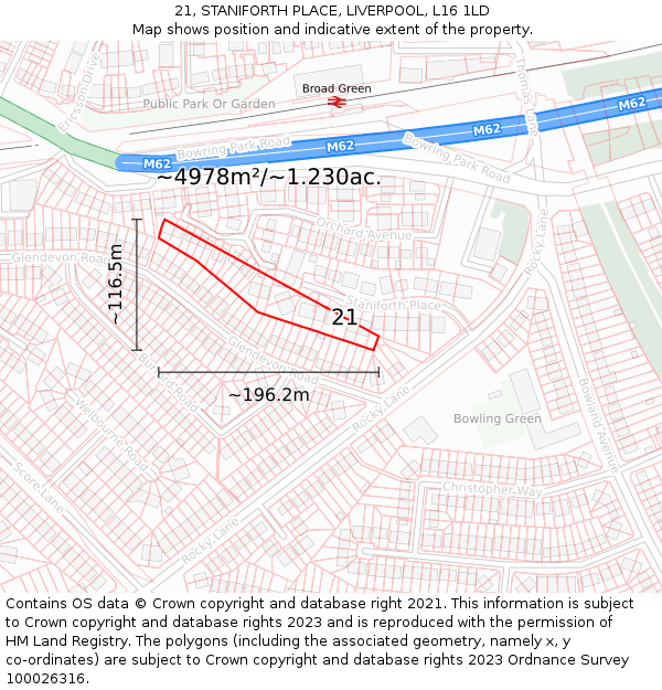 21, STANIFORTH PLACE, LIVERPOOL, L16 1LD: Plot and title map