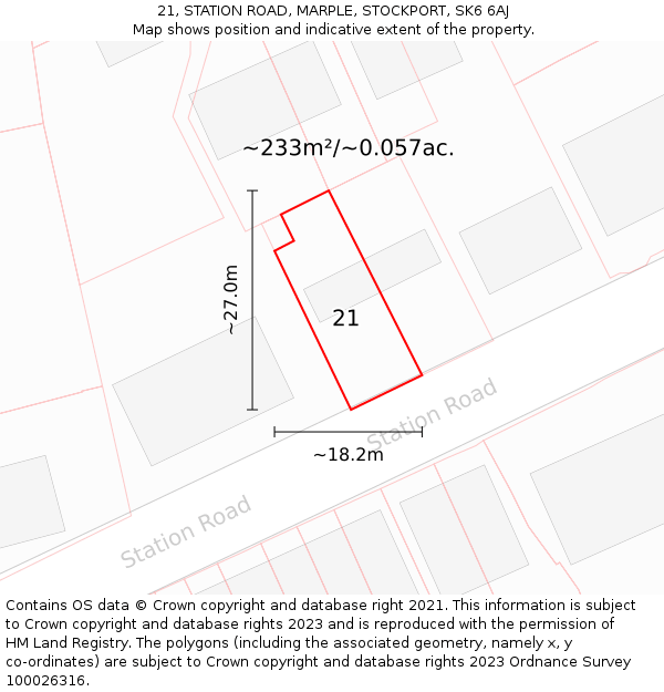 21, STATION ROAD, MARPLE, STOCKPORT, SK6 6AJ: Plot and title map