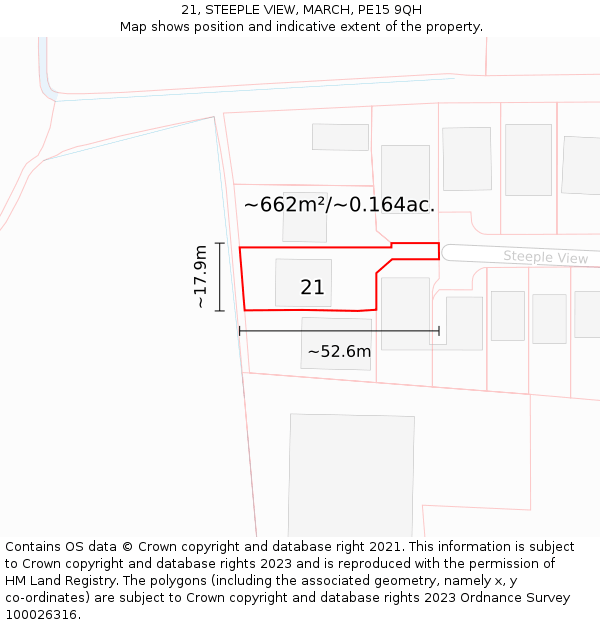 21, STEEPLE VIEW, MARCH, PE15 9QH: Plot and title map
