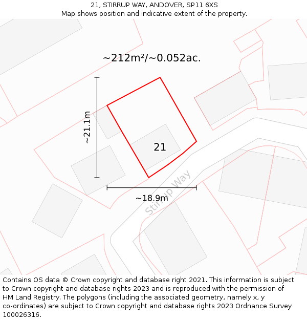 21, STIRRUP WAY, ANDOVER, SP11 6XS: Plot and title map