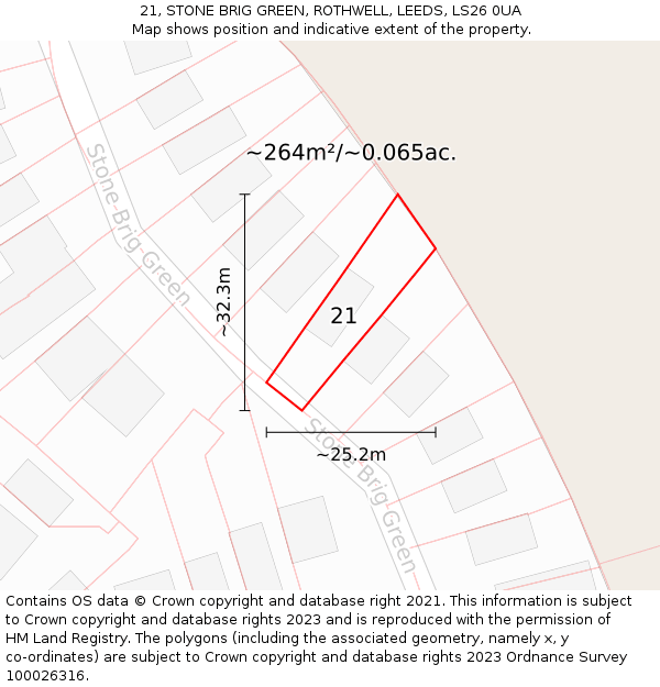 21, STONE BRIG GREEN, ROTHWELL, LEEDS, LS26 0UA: Plot and title map