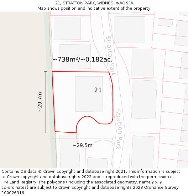 21, STRATTON PARK, WIDNES, WA8 9FA: Plot and title map