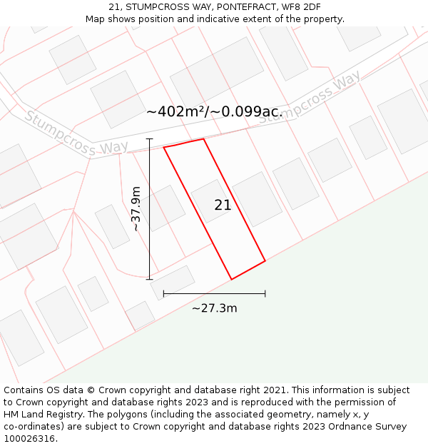 21, STUMPCROSS WAY, PONTEFRACT, WF8 2DF: Plot and title map
