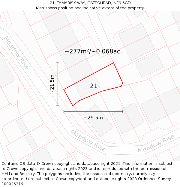 21, TAMARISK WAY, GATESHEAD, NE9 6GD: Plot and title map