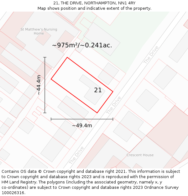 21, THE DRIVE, NORTHAMPTON, NN1 4RY: Plot and title map